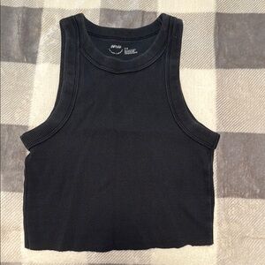 Aerie Black Fitted Crop Tank Top